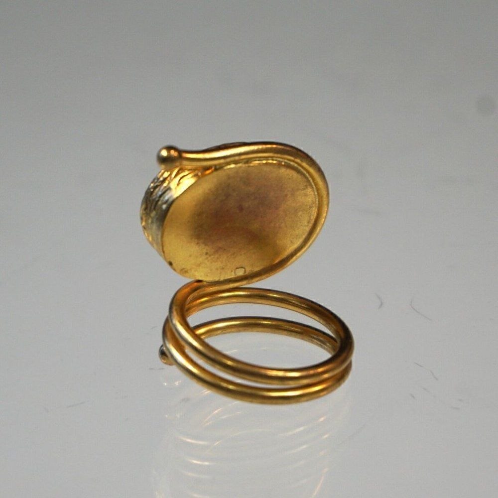 Statement Ring Open Loop Wrap With Blue Stone Inl… - image 2